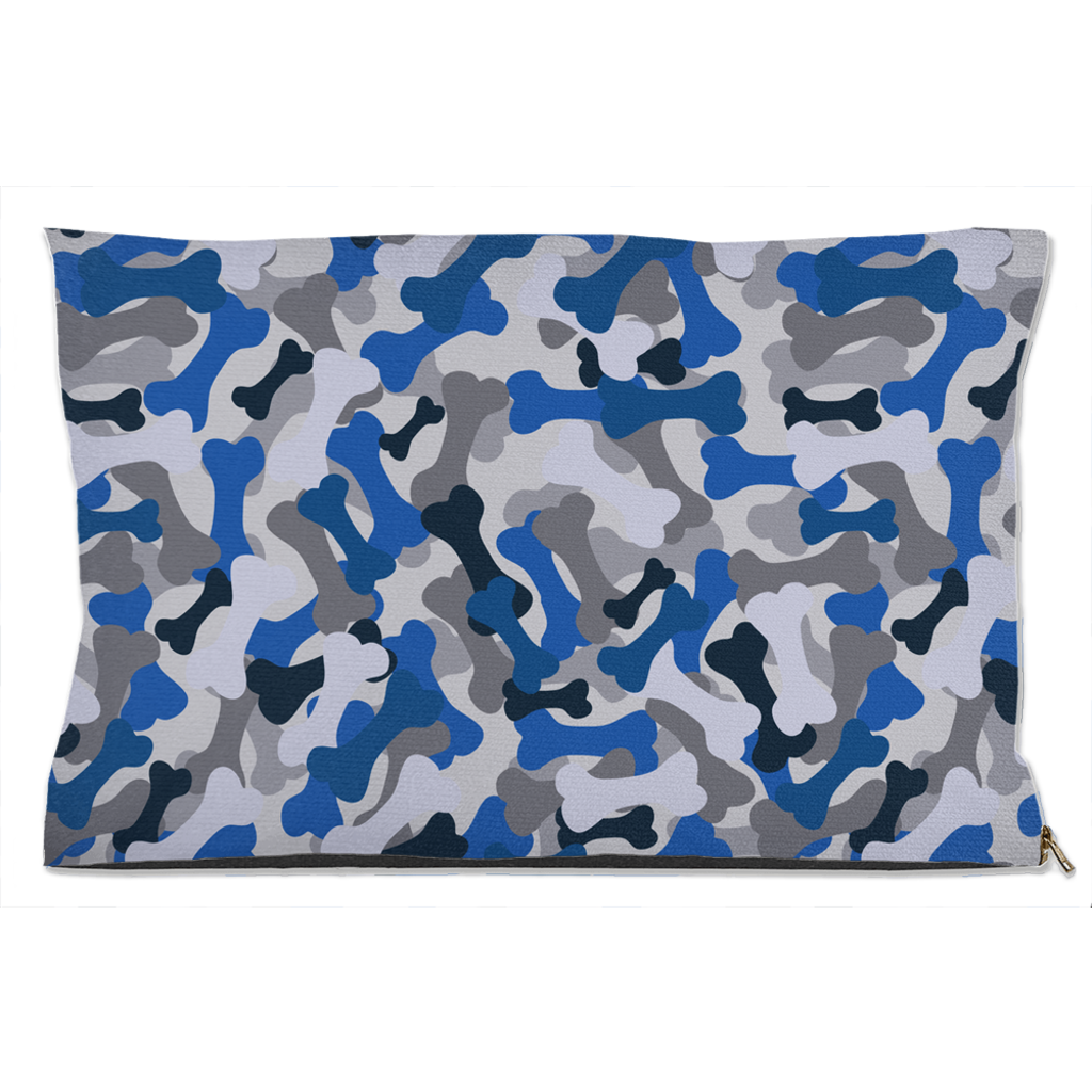 Bone Camo Blue Dog Bed