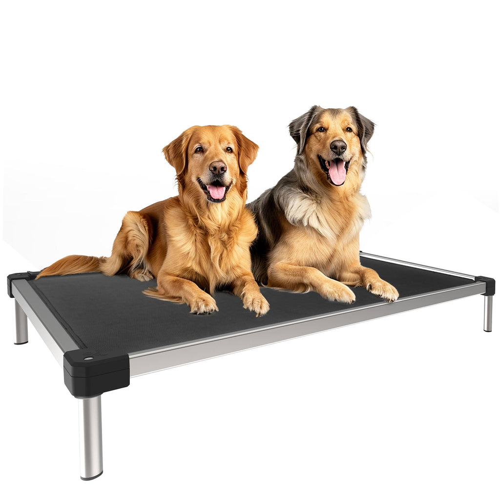 FXW TitanNest Cooling Chew-Proof Elevated Dog Bed Washable Raised Cot for Indoor/Outdoor/Camping Use Waterproof & Durable Pet Bed for Large Dogs 56-Inch Black