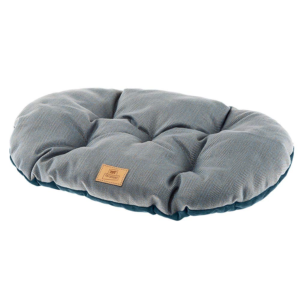 Ferplast Cat Cushion Dog Cushion Dog Bed Stuart 89/10 Double-Sided Tweed and Soft Velvet Washable Blue 85 x 55 x 0 cm