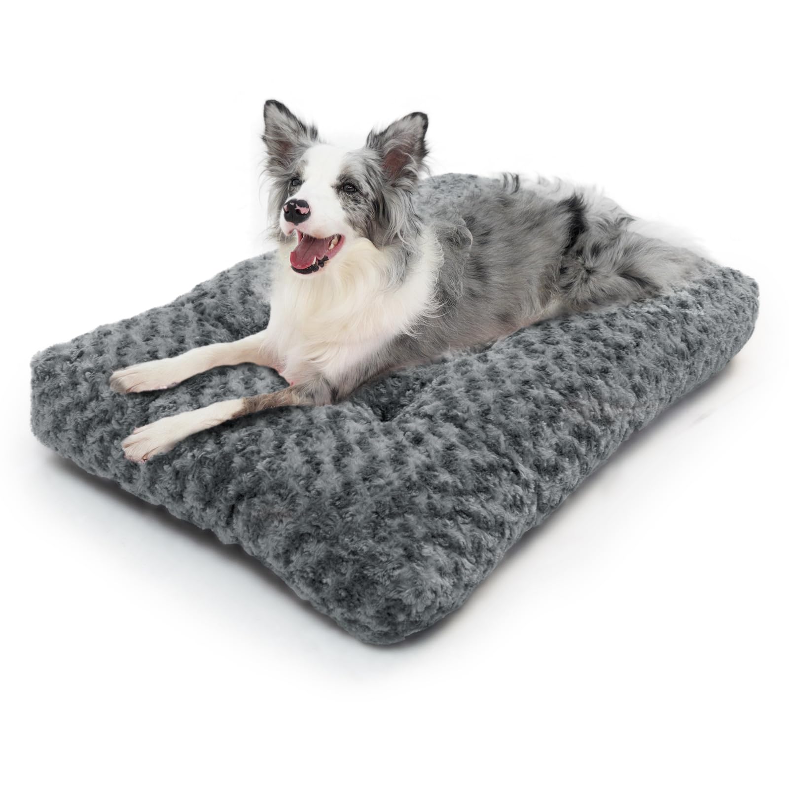 Gulokoka Deluxe Dog Bed for Large Dogs Dog Crate Bed 36 x 24 Inches Washable Fluffy Plush Dog Kennel Pad Sleeping Mat for Crate Anti-Slip - Dark Grey Large
