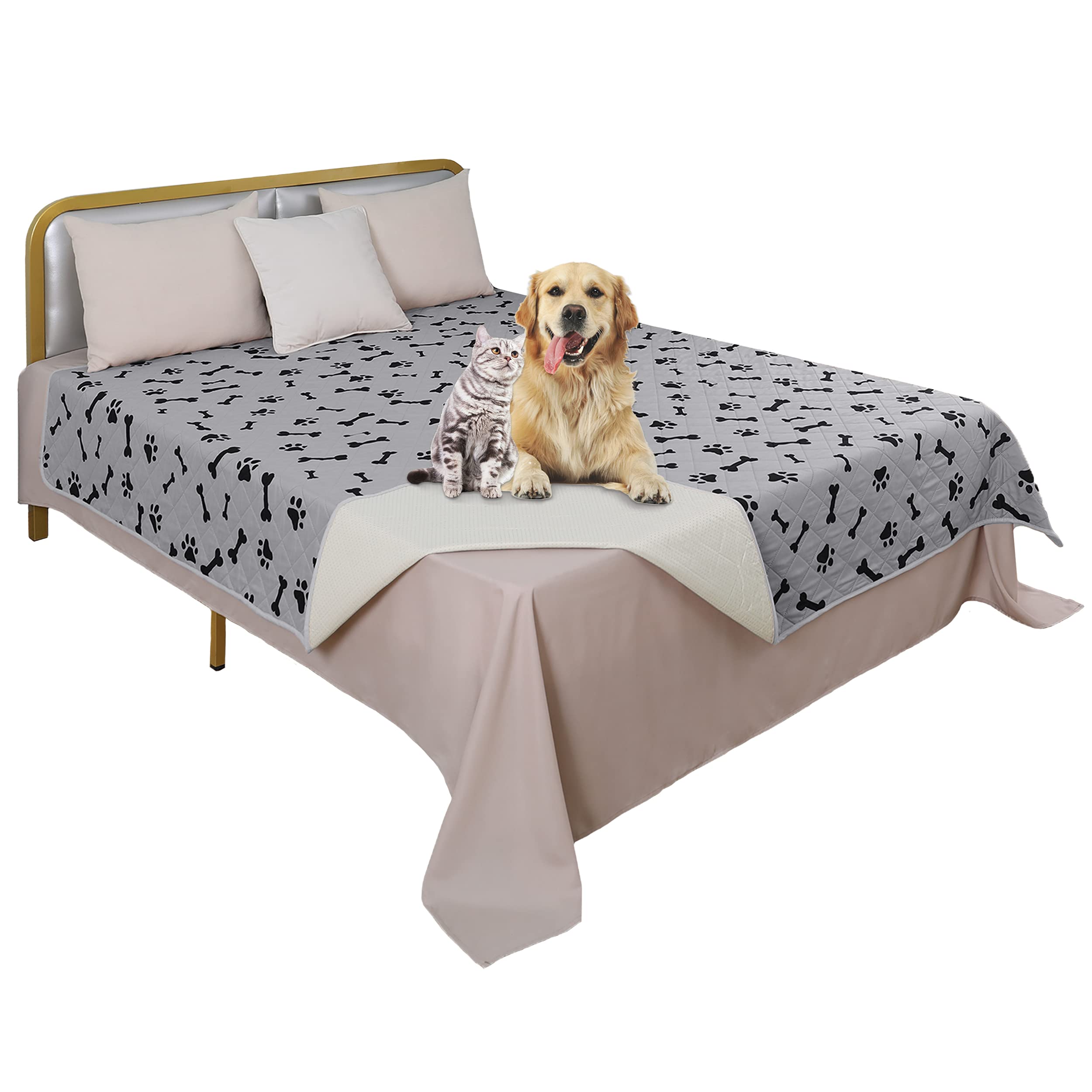 Waterproof Blankets for Dogs -NANBOWANG Dog Bed Covers for Large Dogs Water Absorb Training Pads (10282 Gray)