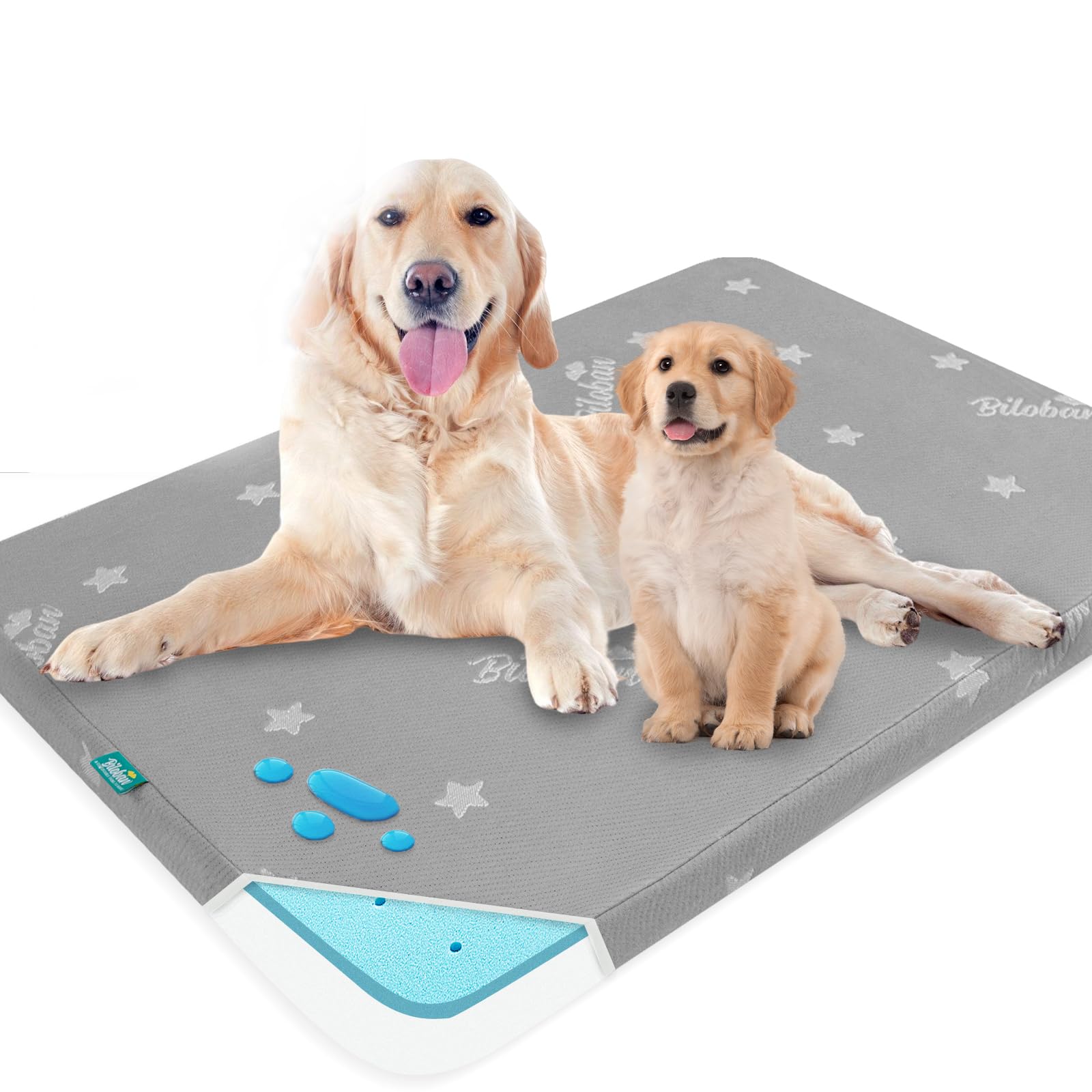 Waterproof Dog Beds for Large Dogs 38" x 26" Washable Large Dog Bed Pad or Outdoor Pet Bed Memory Foam Dog Beds & Furniture Grey Large Dog Mat for Sleeping