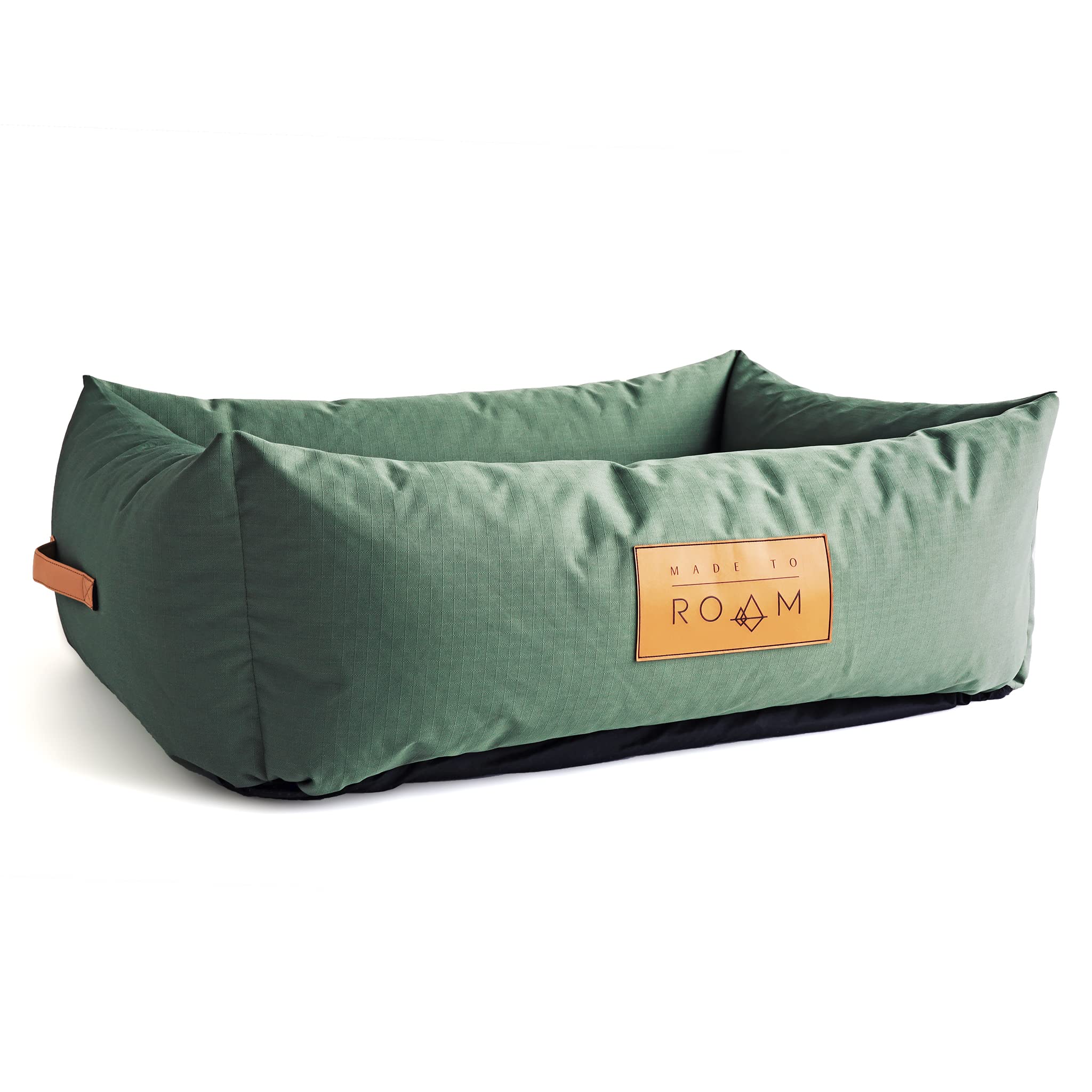 MADE TO ROAM Premium Lunar Bed - Durable Water-Resistant Washable Oxford Fabric with Shredded Memory Foam Dog Bed for Medium and Large Dogs (Oregon Haze Medium)