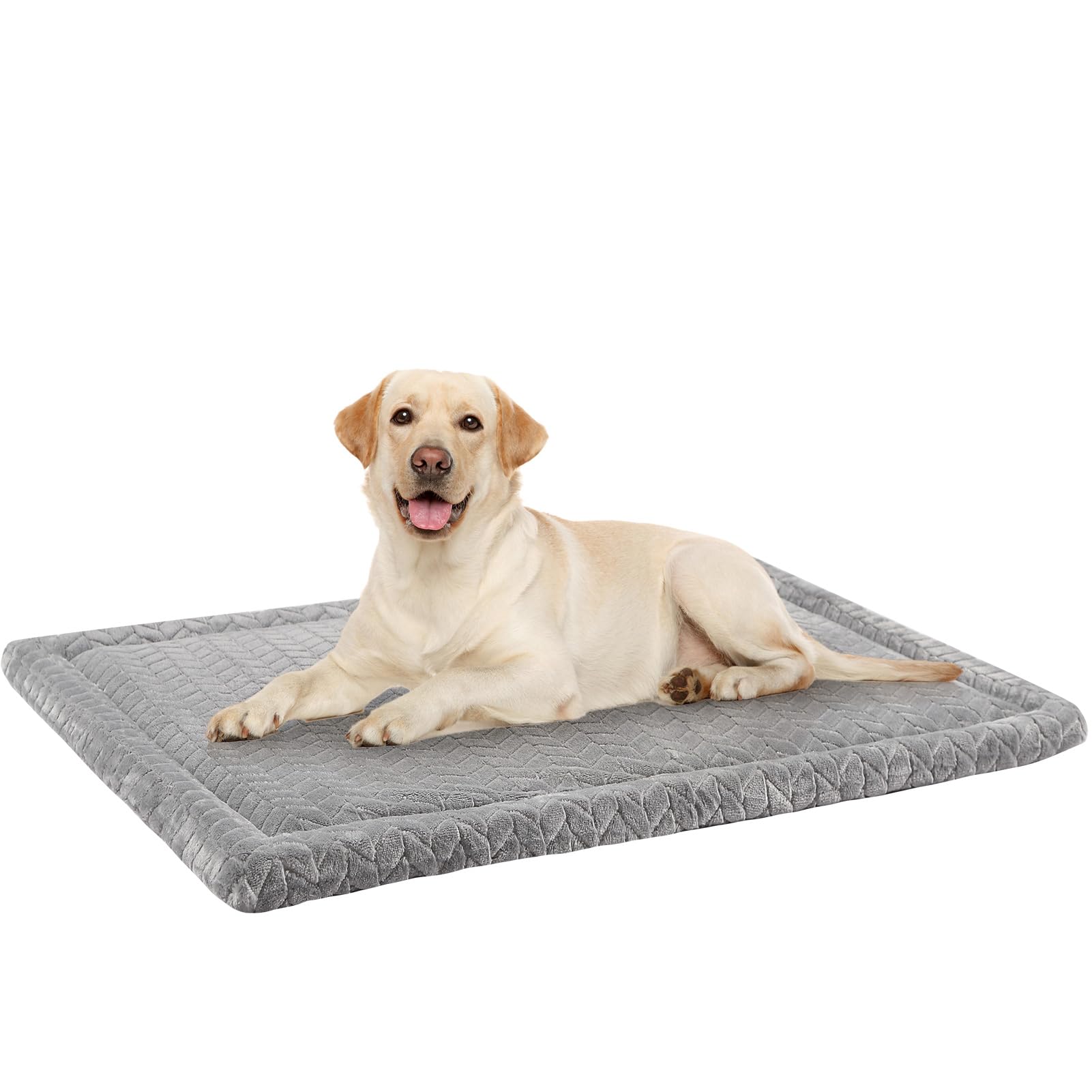 BEAUTYZOO Dog Bed Crate Pad 36 x 24 inch Dog Crate Mat for Large Dogs Washable & Anti-Slip Dog Crate Bed Kennel Pad Chew Proof Dog Crate Pad Durable Cozy Sleeping Rectangle Mattress Grey