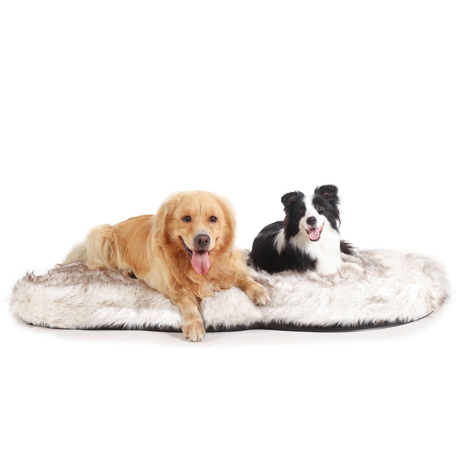 Laifug Luxury Faux Fur Dog Bed 5-inch Thick Grade Ultra Soft Orthopedic Memory Foam Dog Bed with Faux Fur Cover Plush Pup Rug with Removable Cover Waterproof Liner（White）