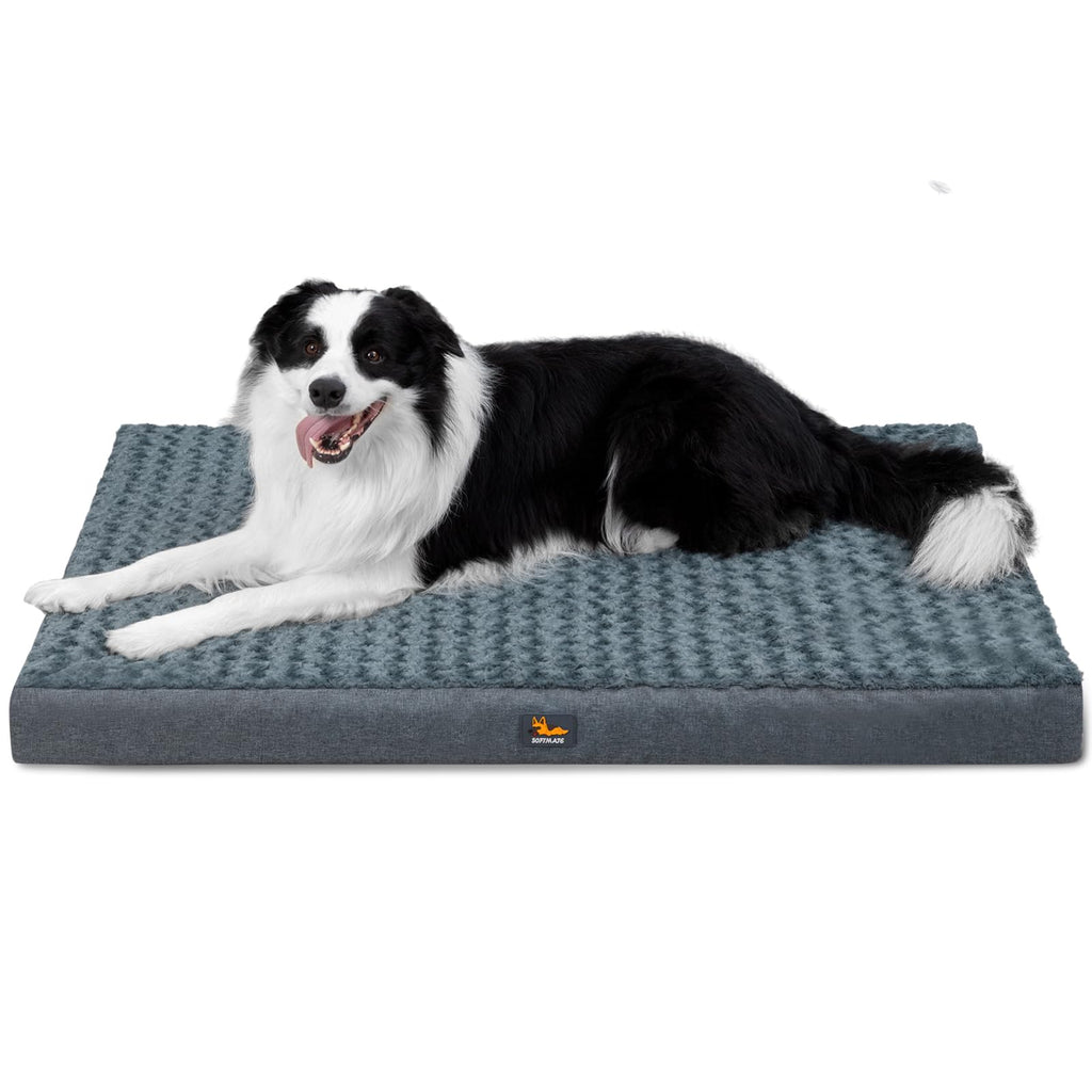 SOFTMATE Medium Dog Bed for Dogs up to 35 lbs with Orthopedic Foam Waterproof Cover Removable and Washable Cover Fluffy Dog Crate Bed with Non-Slip Bottom