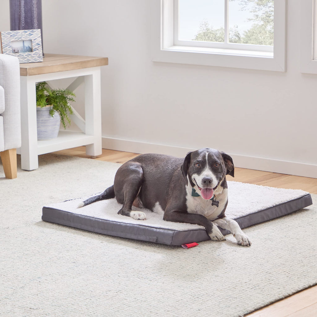 Brindle Dog Bed - Orthopedic Pet Bed - Dog Crate Bed with Machine Washable Cover - 2" Medium Dog Bed - Gray