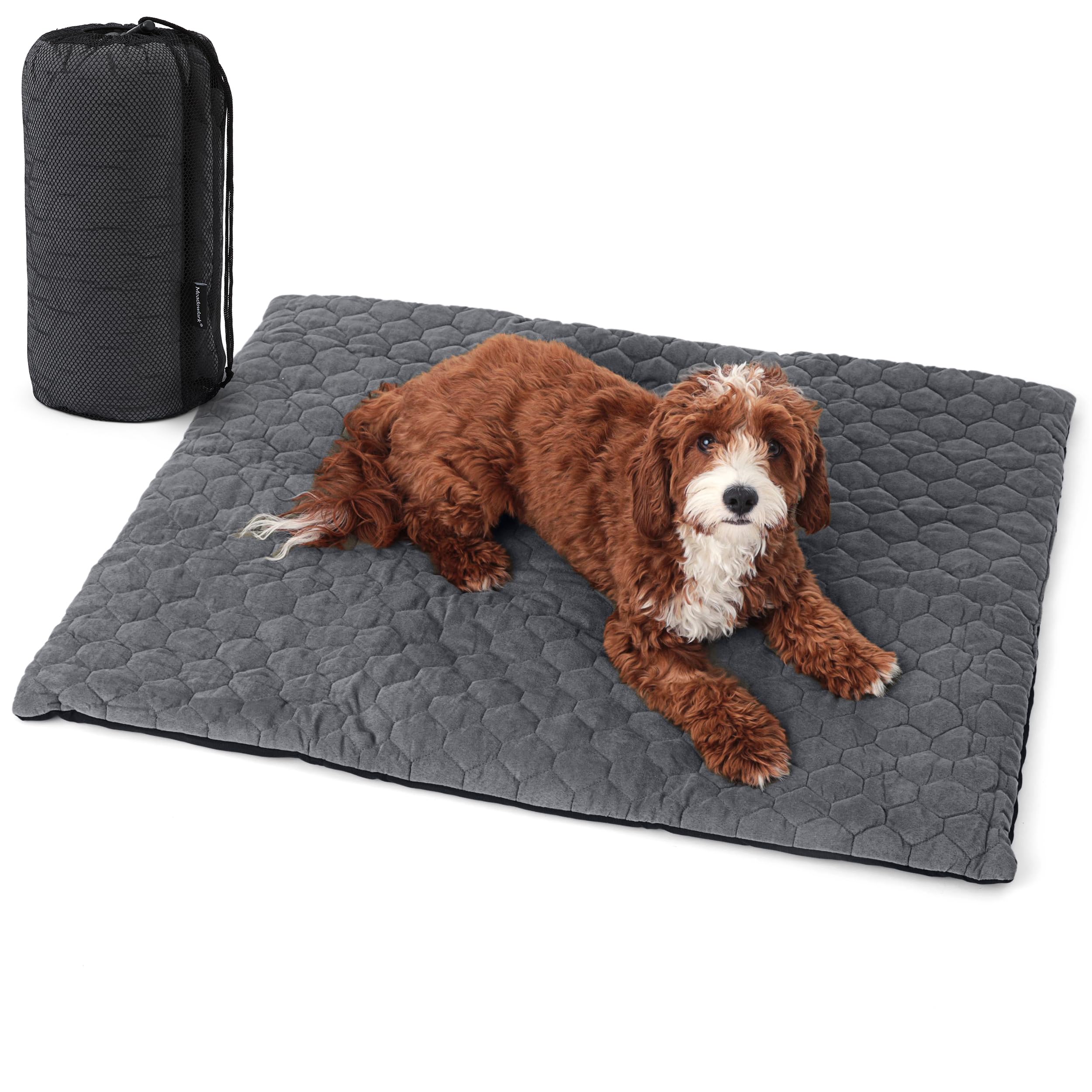 Meadowlark Outdoor Dog Bed 36x28in - Portable Lightweight Travel Bed for Small & Medium Dogs – Waterproof Non-Slip Soft Micro-Suede Machine Washable with Carry Bag for Hiking Camping & Adventures
