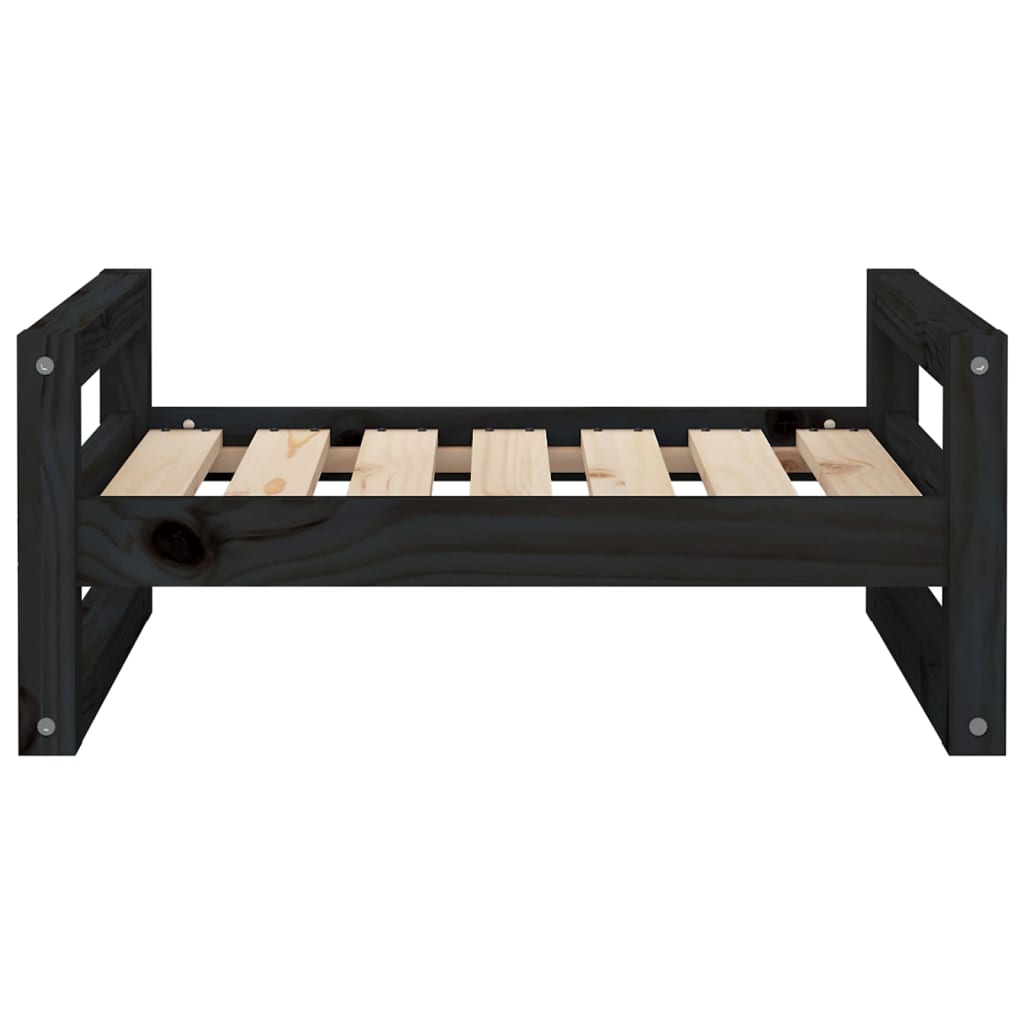 NNEVL Dog Bed Black 65.5x50.5x28 cm Solid Pine Wood