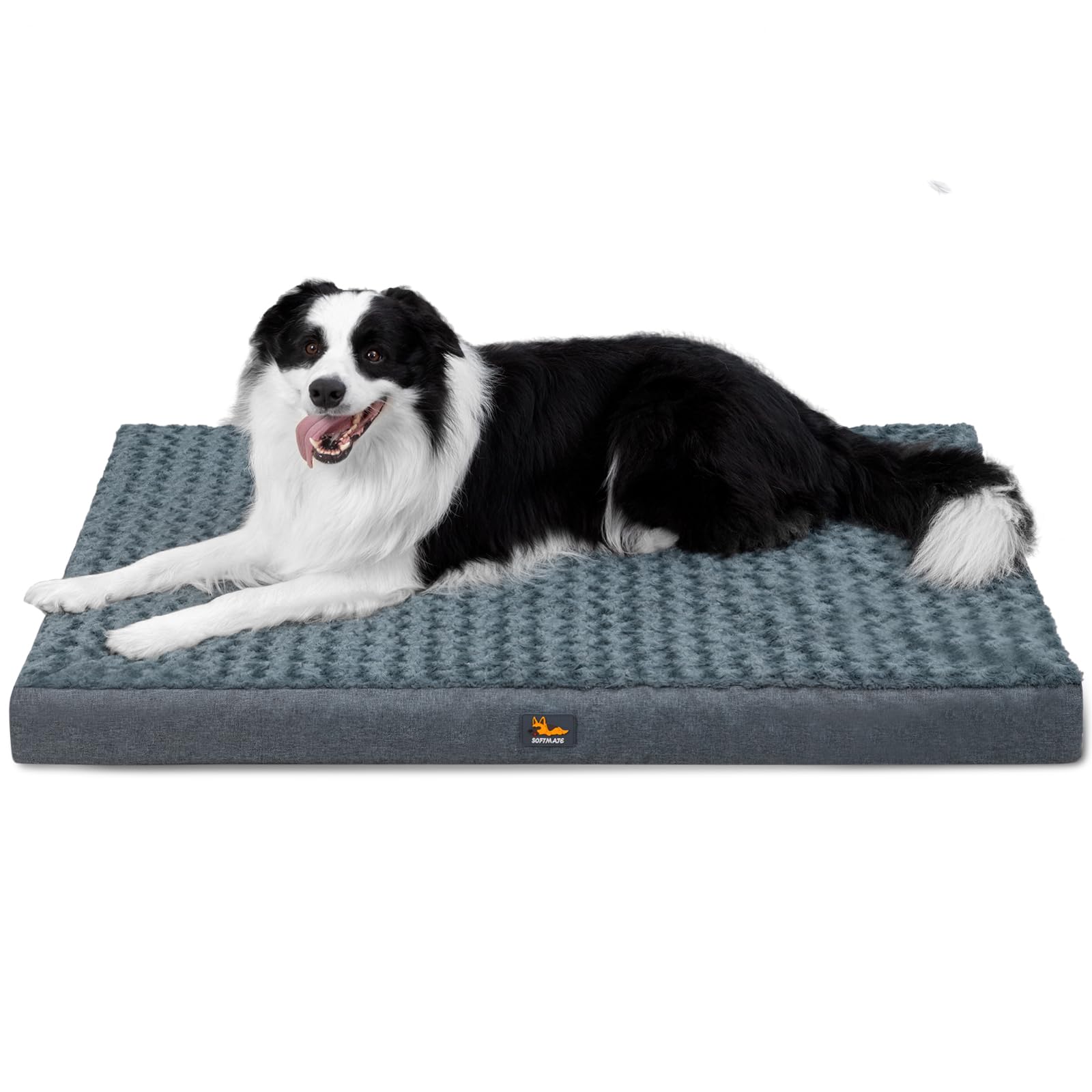 SOFTMATE Medium Dog Bed for Dogs up to 35 lbs with Orthopedic Foam Waterproof Cover Removable and Washable Cover Fluffy Dog Crate Bed with Non-Slip Bottom