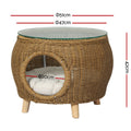 NNEDSZ Gardeon Coffee Side Table Wicker Aluminium Desk Pet Bed Storage Outdoor Furniture