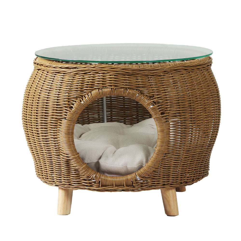 NNEDSZ Gardeon Coffee Side Table Wicker Aluminium Desk Pet Bed Storage Outdoor Furniture