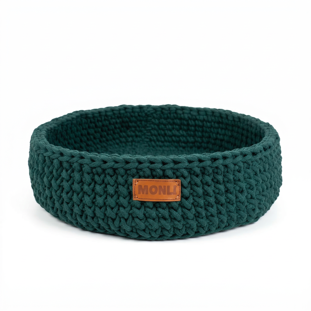Handcrafted Cotton Pet Bed | Forest Green