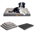 Orthopedic Dog Bed 36x27x3 Waterproof Pet Crate Bed with Egg Crate Foam Support Removable Washable Cover Non-Slip Bottom Fits Up to 60 lbs (Gray) - L