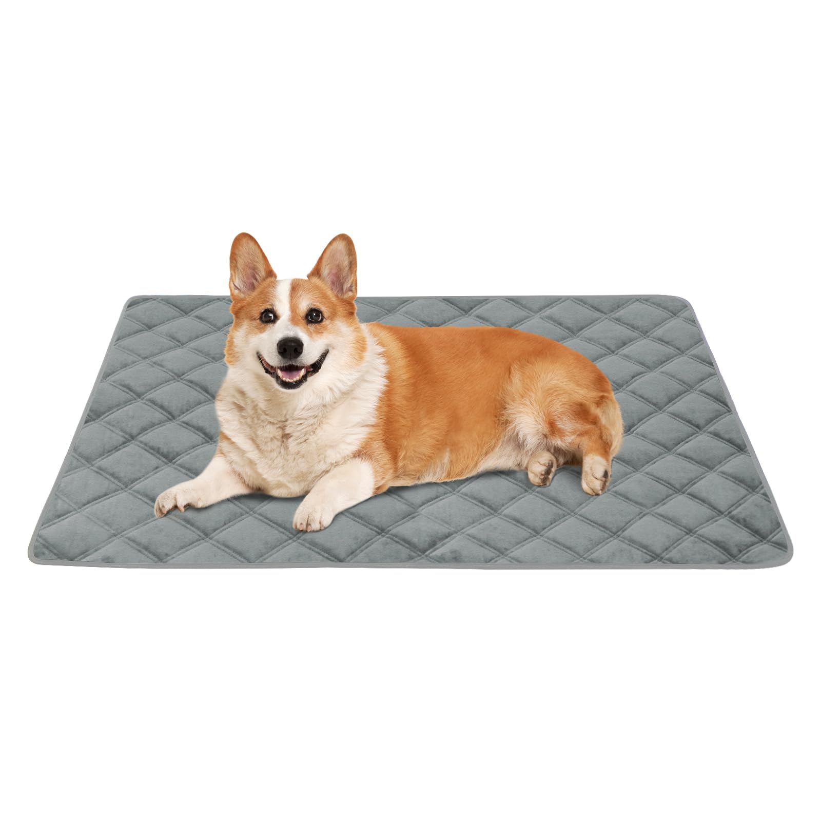 Lepawit Self Warming Dog Bed Pet Crate Pad for Indoor and Outdoor Washable Heating Dog Kennel Mats with Non-Slip Bottom for Small Medium and Large Dogs - Grey M:28"x45"