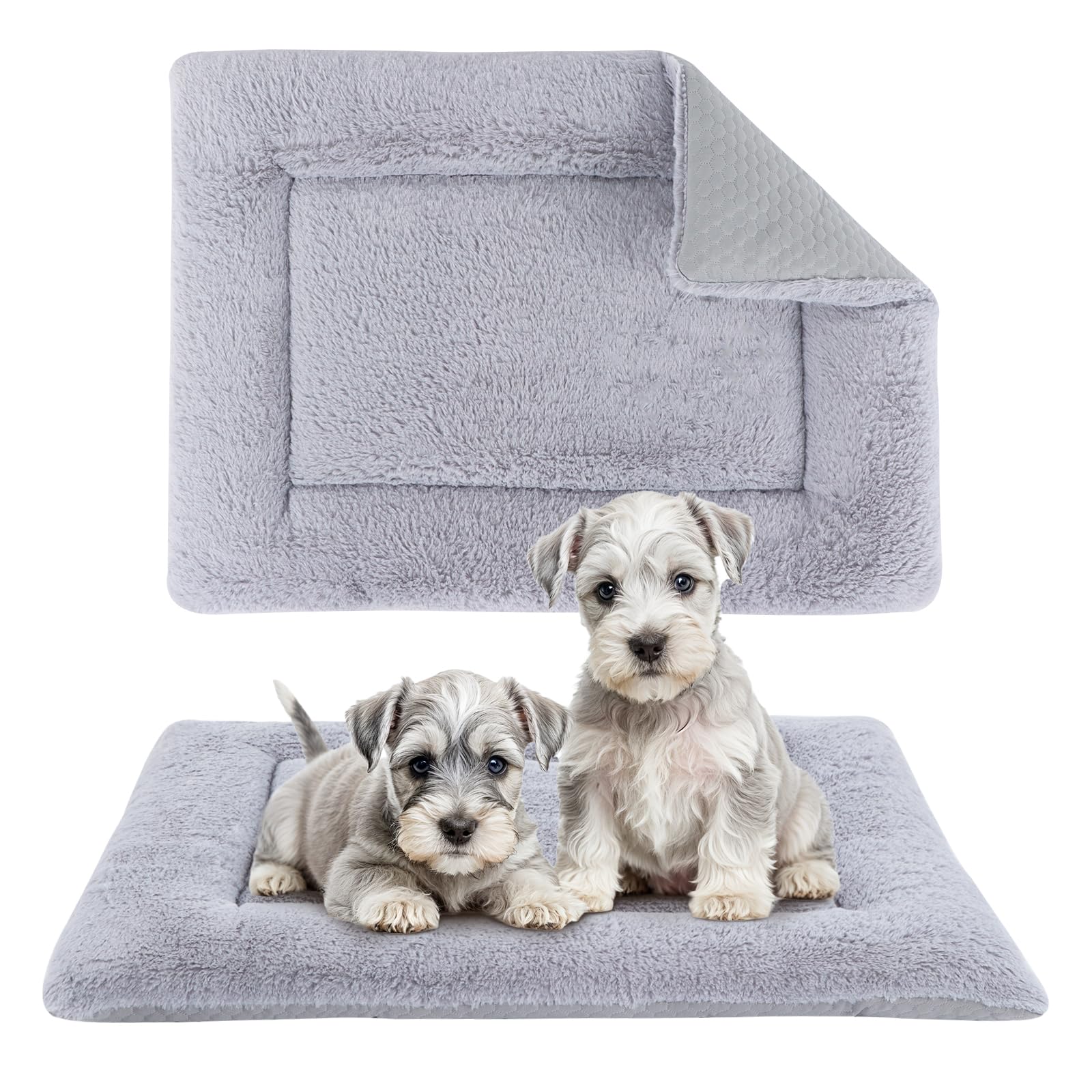 Vetasac Dog Bed Mat Dog Crate Pad ReversibleSoft Kennel Pad Washable Dog Crate Mat (Cool and Warm)Pet Sleeping Mattress for Small Medium Dogs XB009 (36x23Grey)