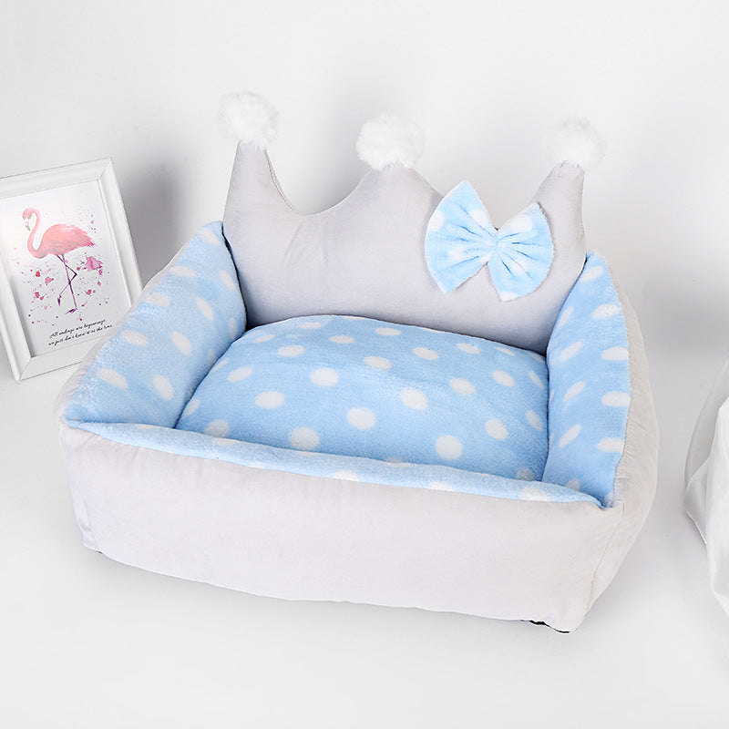 Crown Dog Bed - Thick Pet Nest for Comfort