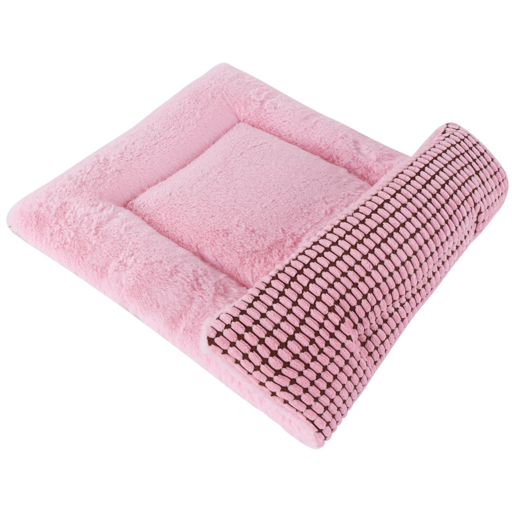 Vetasac Reversible Dog Bed Mat with Plush and Corn VelvetSoft Warm Pet Cushion Dual Purpose Washable Sleeping Mattress Bed for Small Medium Large Dog and Cat XB004 (24"x18" Pink)
