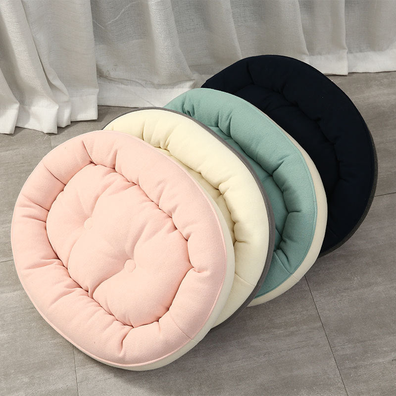 Premium Thick Plush Round Dog Bed for Fall/Winter
