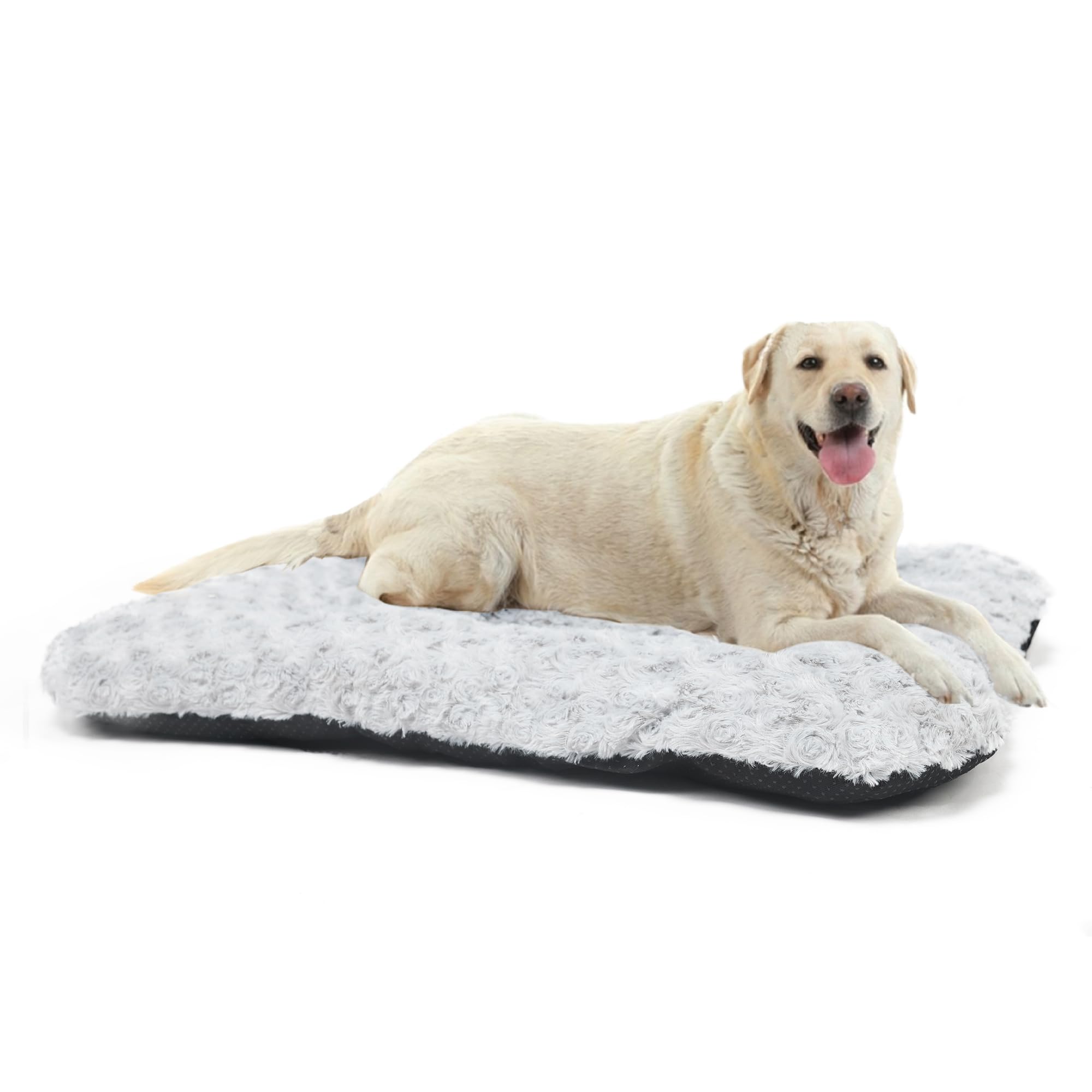 Large Dog Crate Pad Bed Crate Mat Fit for Dog Crate 42 Inch Washable & Anti-Slip Kennel Pad Pet MatsSoft Fulffy Velvet Dog Beds for Large Breed Dogs 41 x 27 x 1.5 Inch Grey