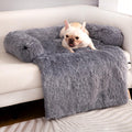 pettycare 4 in 1 Calming Dog Bed Mats - Pet Couch for Furniture Protector with Removable Washable Cover Waterproof Anti-Slip Fluffy Plush Dog Sofa Bed Medium 37" Dark Grey