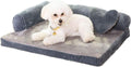 Pbed Orthopedic Dog Bed for Small DogsMemory Foam Dog Couch BedRemovable Bolsters & Washable CoverDeluxe Plush L-Shaped Couch Nonskid Bottom (Medium Grey)