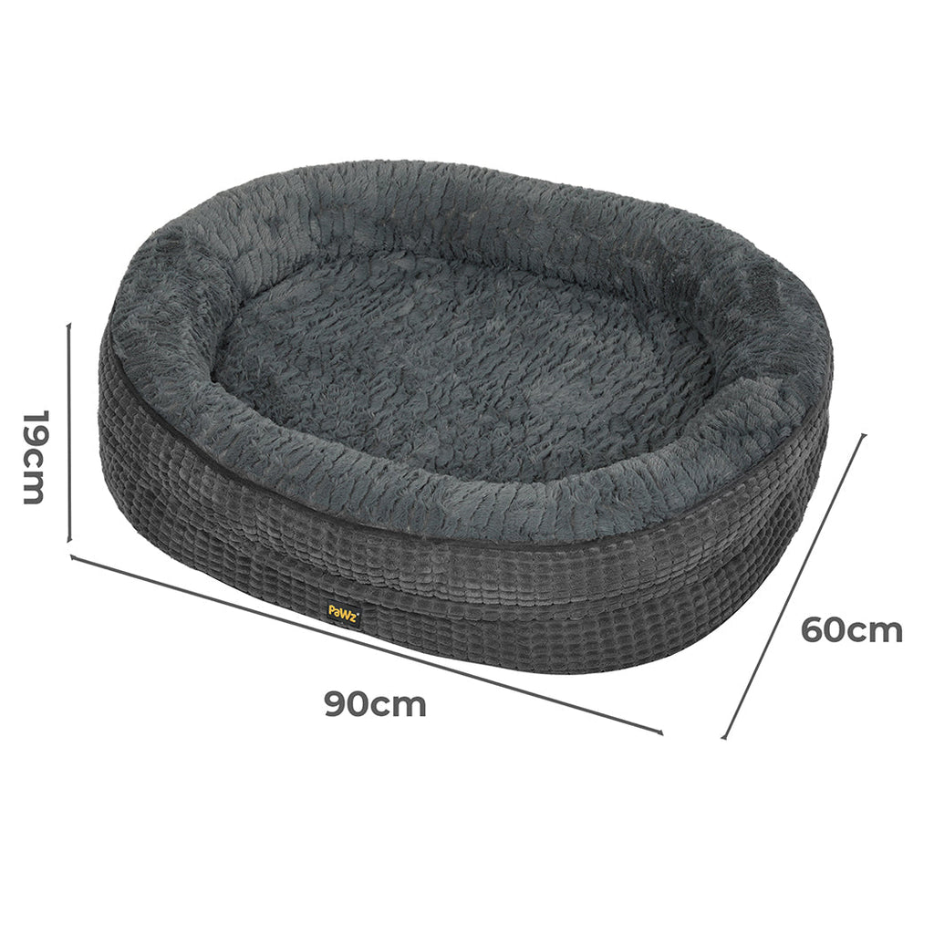 Pawz Orthopedic Plush Dog Bed Soft Washable Pet Bed Grey Cosy Cushion L Size