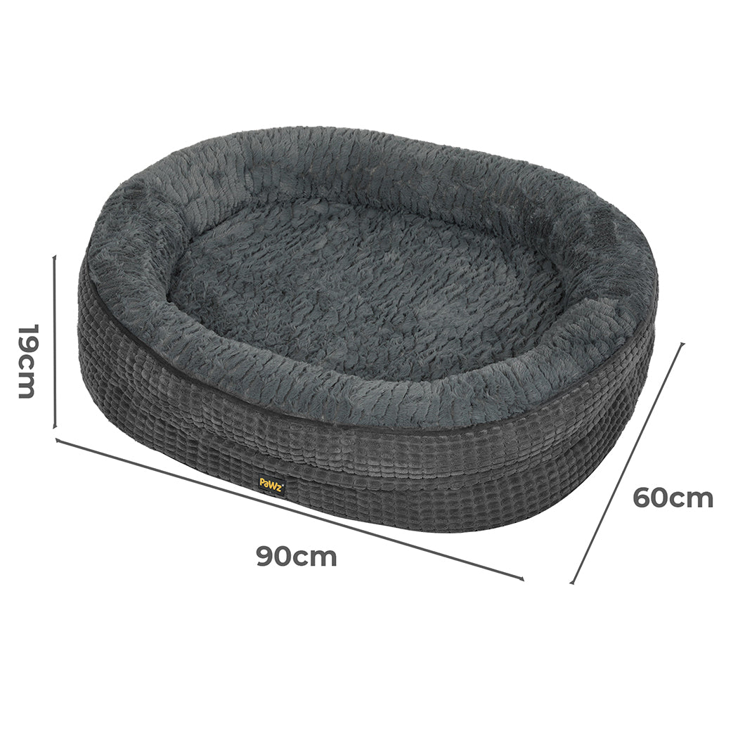 Pawz Orthopedic Plush Dog Bed Soft Washable Pet Bed Grey Cosy Cushion L Size