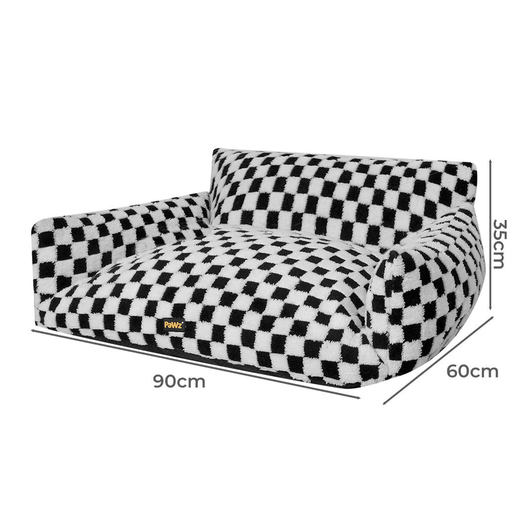 Pawz Pet Bed Plush Checkered Dog Bed Washable Cat Bed