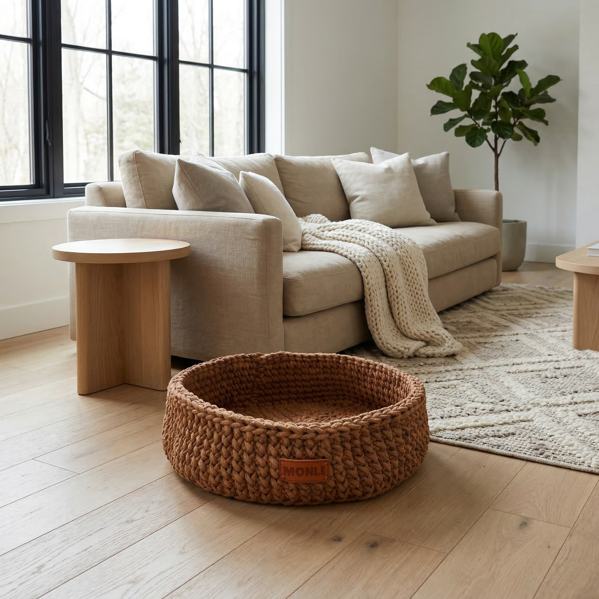 Handcrafted Cotton Pet Bed | Brown